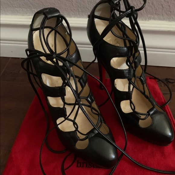 Louboutin Bloody Mary Black Ankle Boots - Picture 1 of 8